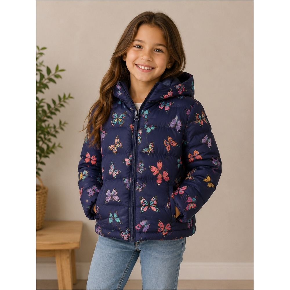 The Children's Place Vibrant Butterfly Puffer Jacket Youth 7/8